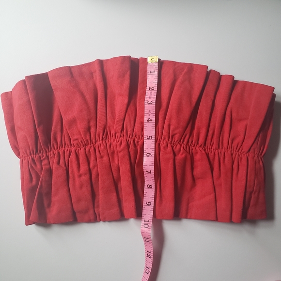 Selfie Leslie Thea Ruffle Linen Tie Back Crop Top Red Size USA Small - Picture 15 of 15